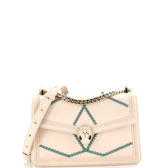 Bvlgari Serpenti Forever Shoulder Bag Whipstitched Leather Small