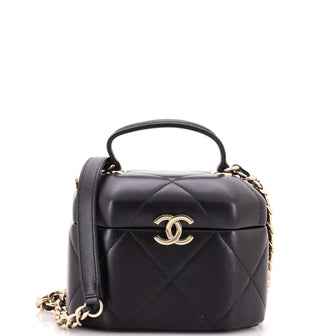Chanel Octagon Top Handle Vanity Case Quilted Lambskin Small