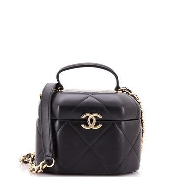Chanel Octagon Top Handle Vanity Case Quilted Lambskin Small