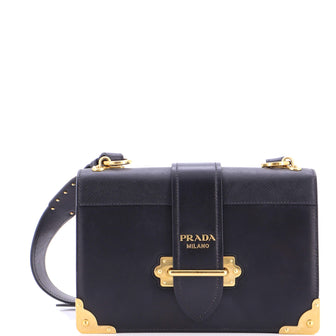 Prada Cahier Crossbody Bag Leather and Saffiano Leather Large