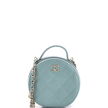 Chanel Handle with Care Round Vanity Case with Chain Quilted Caviar Small