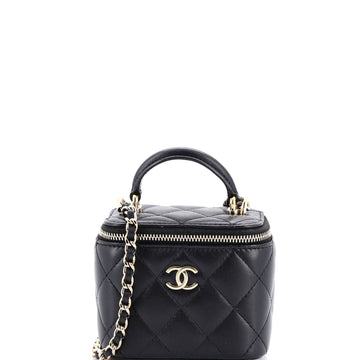 Chanel Tiny CC Link Vanity Case with Chain Quilted Caviar Mini