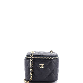 Chanel Classic Vanity Case with Chain Quilted Caviar Mini