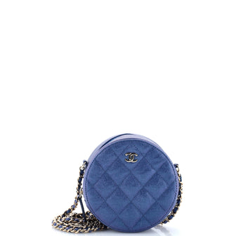 Chanel Round Clutch with Chain Quilted Iridescent Caviar Mini