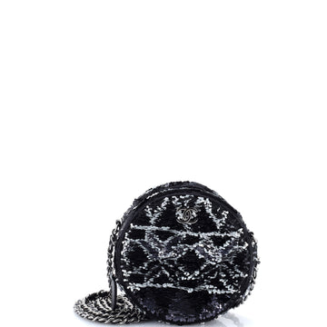 Chanel Round Clutch with Chain Sequins Mini