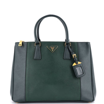 Prada Bicolor Double Zip Lux Tote Saffiano Leather Medium