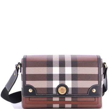 Burberry Note Crossbody Bag Check Canvas and Leather Medium