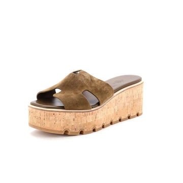 Hermes Women's Eze 30 Sandals Suede and Cork
