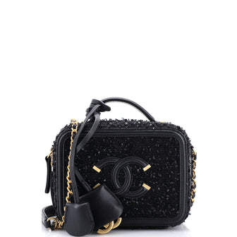 Chanel Filigree Vanity Case Quilted Tweed Small