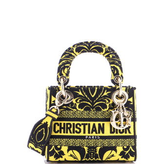 Christian Dior Lady D-Lite Bag Embroidered Canvas Mini