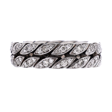 David Yurman Curb Chain Band Ring Sterling Silver with Diamonds 7mm