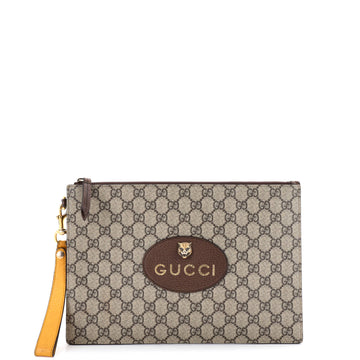 Gucci Neo Vintage Wristlet Pouch GG Coated Canvas