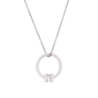 Tiffany & Co. T Circle Pendant Necklace 18K White Gold with Diamond