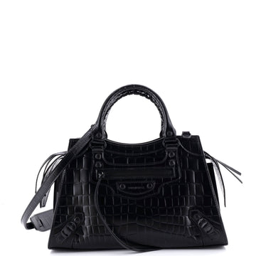 Balenciaga Neo Classic City Bag Crocodile Embossed Leather Small