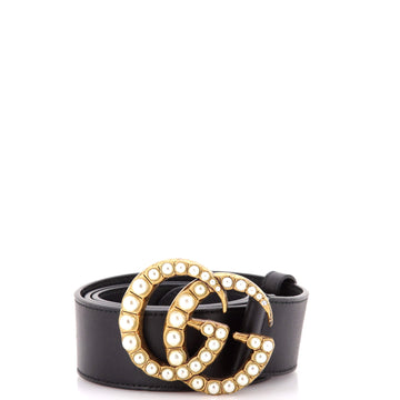 Gucci Pearly GG Marmont Belt Leather Wide