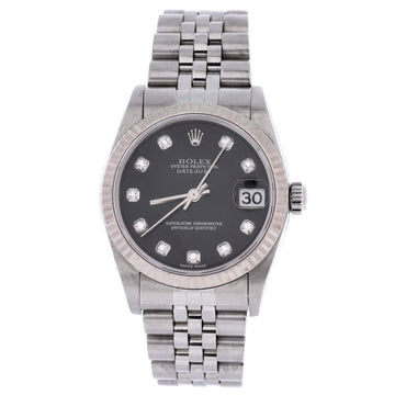 Rolex Oyster Perpetual Datejust Automatic Watch Stainless Steel and White Gold with Diamond Markers 31