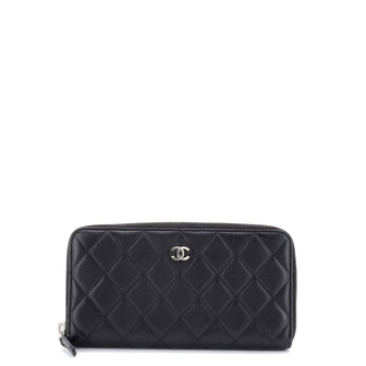 Chanel Zip Around Wallet Quilted Lambskin Long