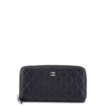 Chanel Zip Around Wallet Quilted Lambskin Long