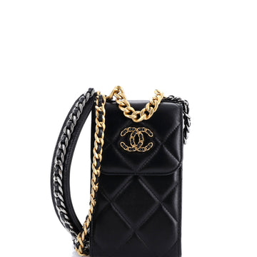 Chanel 19 Vertical Phone Holder with Chain Quilted Lambskin