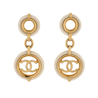 Chanel Dangling CC Circle Drop Earrings Metal with Resin