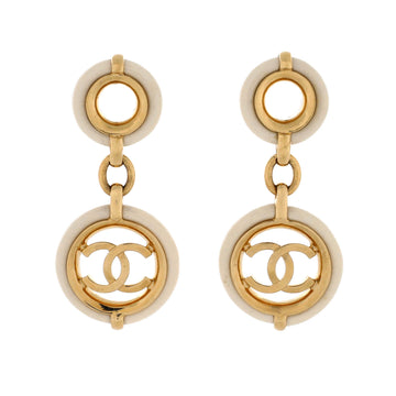 Chanel Dangling CC Circle Drop Earrings Metal with Resin