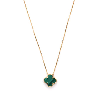 Van Cleef & Arpels Vintage Alhambra Pendant Necklace 18K Yellow Gold and Malachite