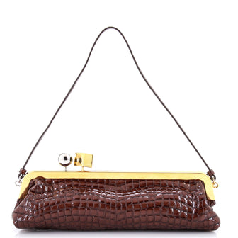 Jacquemus The Salon Clutch Bag Crocodile Embossed Leather
