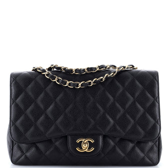 Chanel Classic Single Flap Bag Quilted Caviar Jumbo