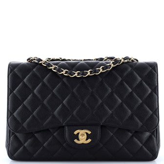 Chanel Classic Single Flap Bag Quilted Caviar Jumbo