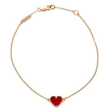 Van Cleef & Arpels Sweet Alhambra Heart Bracelet 18K Rose Gold with Carnelian