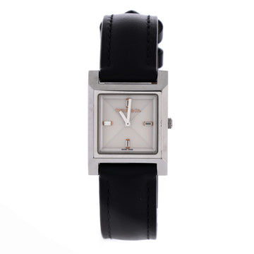 Tiffany & Co. 1837 Makers Square Quartz Watch Stainless Steel and Leather with Baguette Diamond Indexes 22