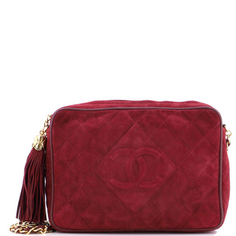Chanel Vintage Diamond CC Camera Bag Quilted Suede Medium