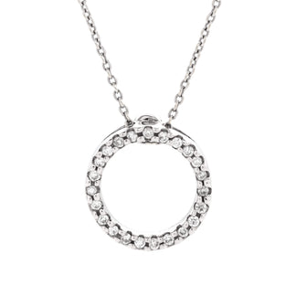 Roberto Coin Tiny Treasures Circle Pendant Necklace 18K White Gold with Diamonds