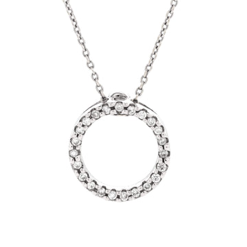 Roberto Coin Tiny Treasures Circle Pendant Necklace 18K White Gold with Diamonds