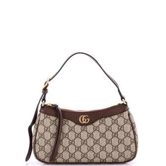 Gucci Ophidia Zip Pochette Shoulder Bag GG Coated Canvas with Leather Small