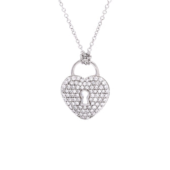 Tiffany & Co. Heart Lock Pendant Necklace Platinum and Diamonds