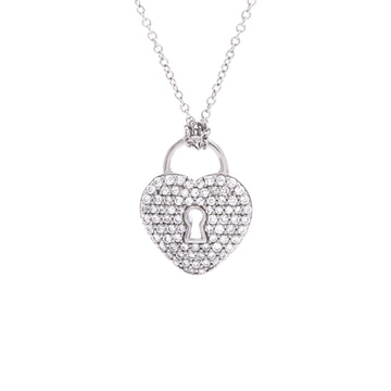 Tiffany & Co. Heart Lock Pendant Necklace Platinum and Diamonds
