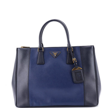 Prada Bicolor Double Zip Lux Tote Saffiano Leather Medium