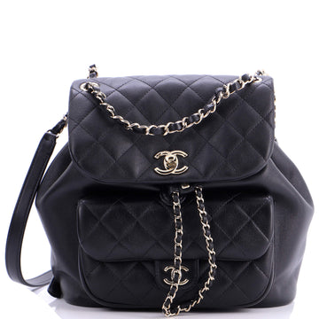 Chanel Duma Drawstring Backpack Quilted Leather Large