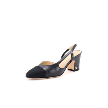 Chanel Women’s Cap Toe Slingback Pumps Leather