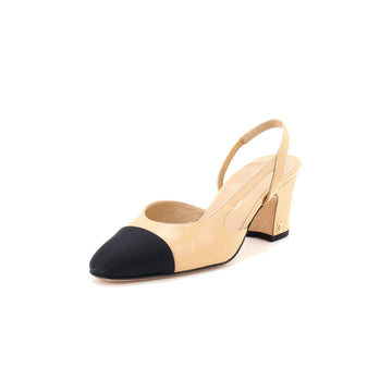 Chanel Women’s Cap Toe Slingback Pumps Leather