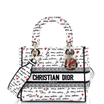 Christian Dior Lady D-Lite Bag Embroidered Canvas Medium