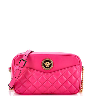 Versace Medusa Icon Front Slip Pocket Camera Bag Quilted Leather Medium