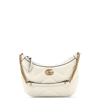 Gucci GG Marmont Half Moon Chain Shoulder Bag Matelasse Leather Small