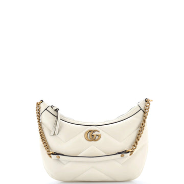 Gucci GG Marmont Half Moon Chain Shoulder Bag Matelasse Leather Small
