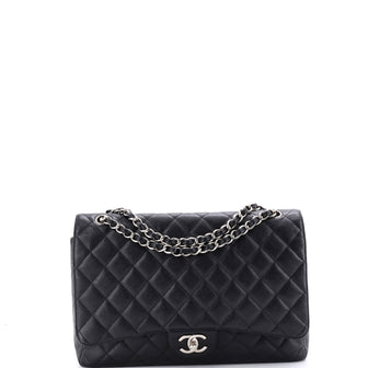 Chanel Classic Double Flap Bag Quilted Caviar Maxi