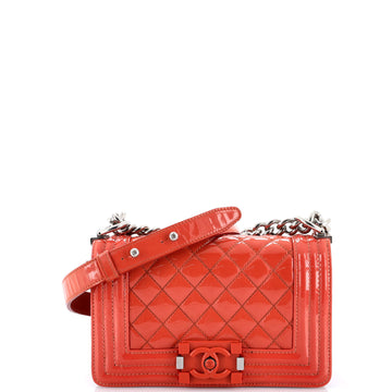 Chanel Boy Flap Bag Quilted Plexiglass Patent Small