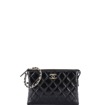 Chanel Chain Wristlet Clutch Shiny Crumpled Calfskin