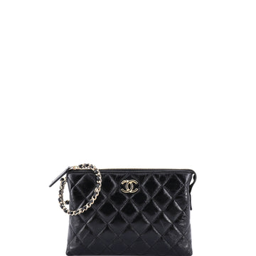 Chanel Chain Wristlet Clutch Shiny Crumpled Calfskin