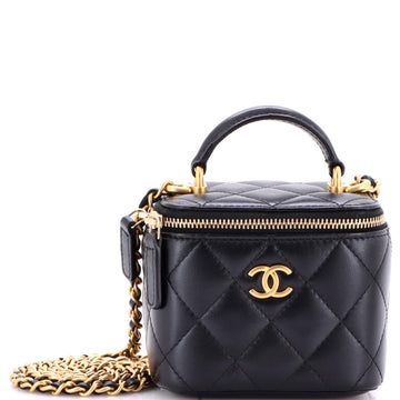Chanel Classic Top Handle Vanity Case with Chain Quilted Lambskin Mini